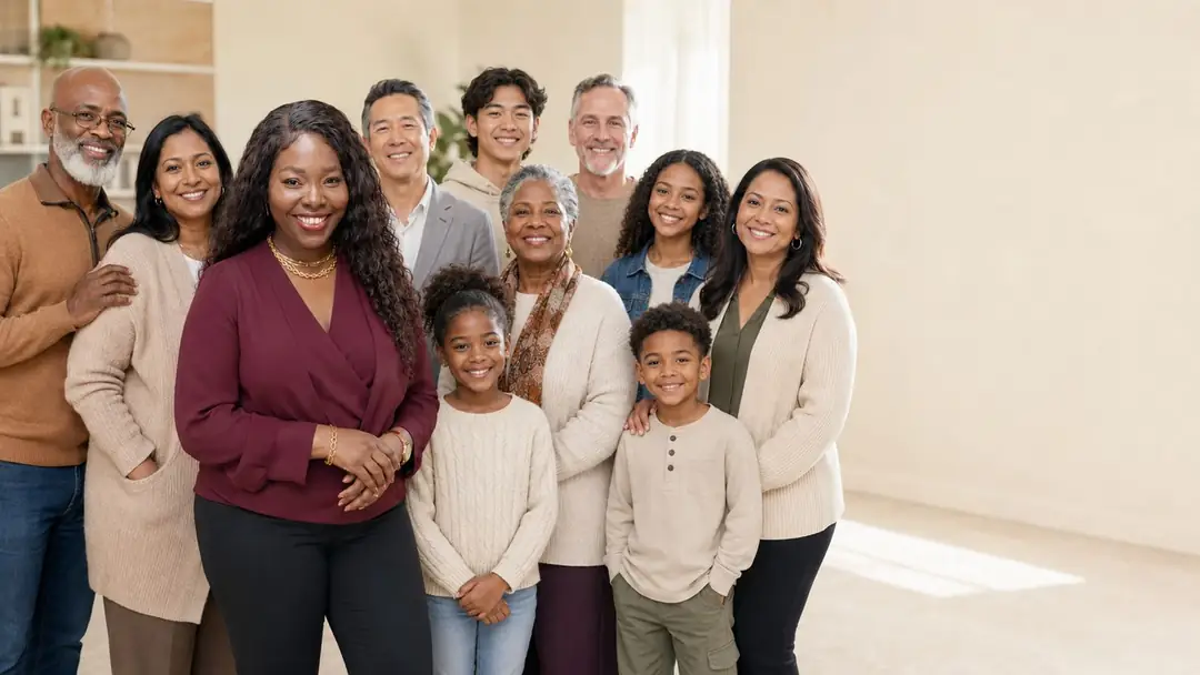 A multigenerational group of community members